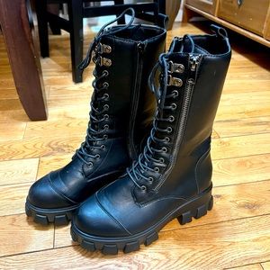 Lug Sole Combat Boots, Size 7